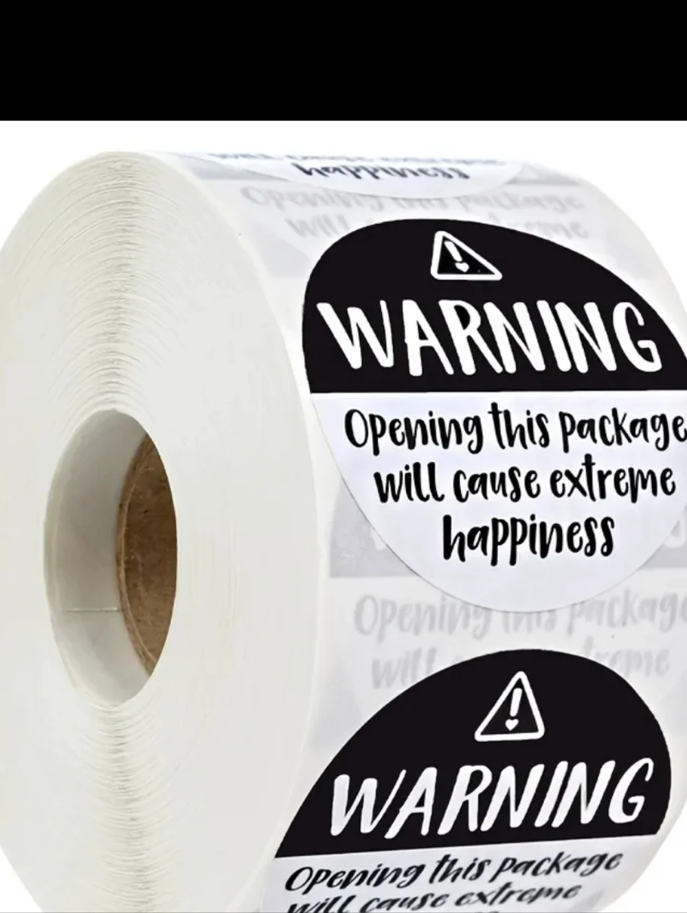 500ct. Warning Waterproof- Black & White Round Stickers/3 Random Polymailers 1